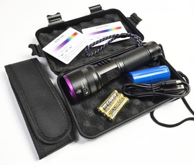 UV-Set: LED-Taschenlampe (Langwelle) mit Akku